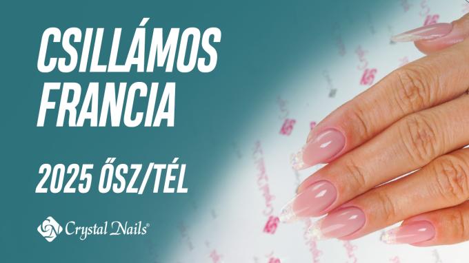 Csillámos francia Xtreme Pudding+ Cover Blush építőzselével és 3 STEP CrystaLac Diva kollekcióval